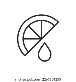 Squeezing citrus juice, linear icon. Line with editable stroke