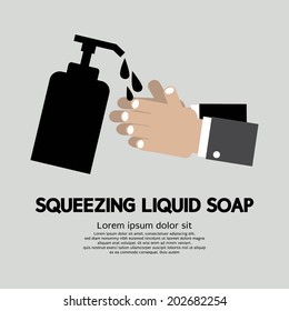 Squeezing Liquid Soap Vector Illustration