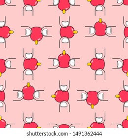 Squeezing pimple pattern seamless. popping Acne background . vector illustration