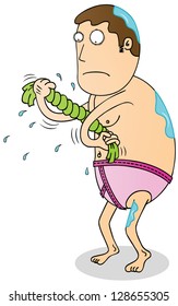 squeezing wet cloth
