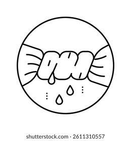 squeezing wet clothes line icon vector. squeezing wet clothes sign. isolated contour symbol black illustration