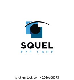 squel eye care logo, abstract slice eye vector