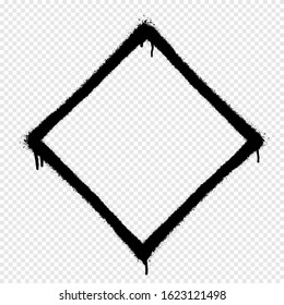 Squere graffiti spray banner. Graphic spray paint frame on transparent background