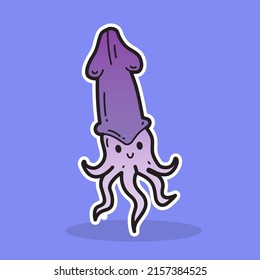 Squid Animal Vector Cartoon Illustration 