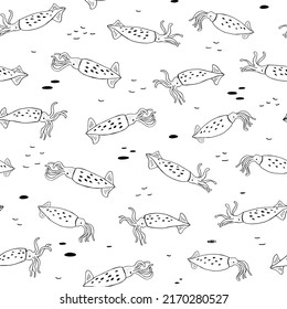 Squid Animal Vector Seamless Pattern