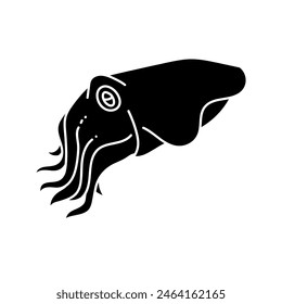 Icono de calamar dibujado a mano negro