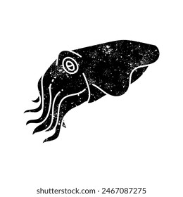 Squid black hand drawn icon in grunge look