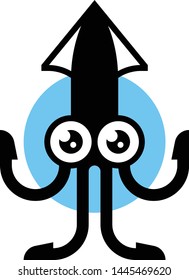 Squid black silhouette vector icon