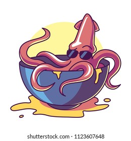 A squid in a bowl