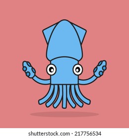 Squid, cartoon.