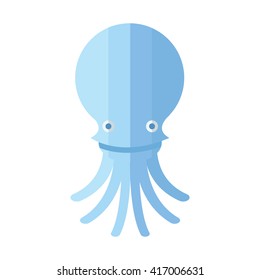 Squid Cartoon blue