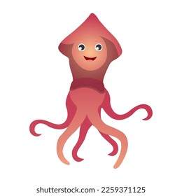 Squid cartoon character . Vector .