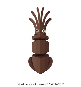 Squid Cartoon Color brown