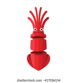 Squid Cartoon Color red