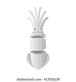 Squid Cartoon Color white