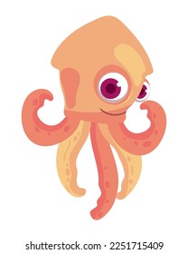 squid cartoon icon isolated style