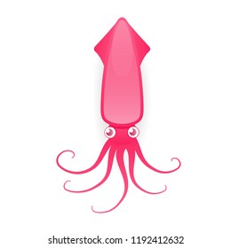 Squid cartoon icon. Seafood clipart isolated on white background