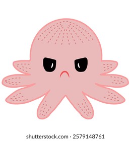 Squid Cartoon in pink, Octopus Funny
