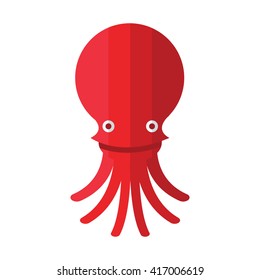 Squid Cartoon red