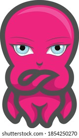 Squid Cartoon vector art and illustration