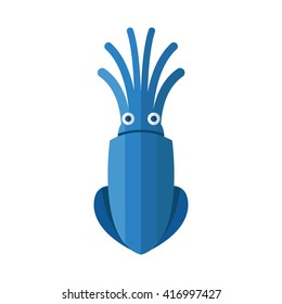 Squid Cartoon Vector blue