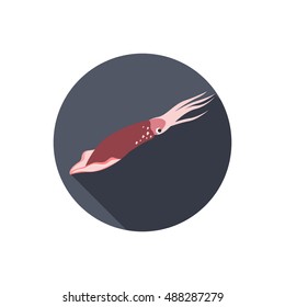 Squid color flat icon