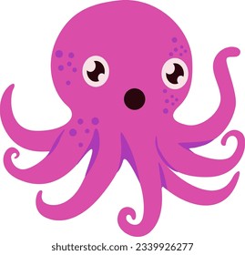 Squid. Cute Squid Ocean Animals Design Vector Illustration