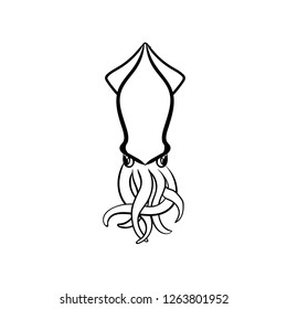 squid doodle icon vector 