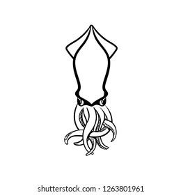 squid doodle icon vector 
