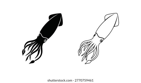 Squid Drawing Inspiration Unique Art Design Vector