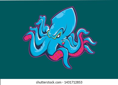 SQUID ESPORT MASCOT LOGO VECTOR