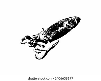 Squid, Fish collection. Healthy lifestyle, delicious food. Hand-drawn images, black and white graphics.
