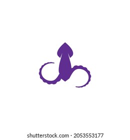 Squid fish illustration logo vector design