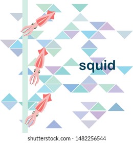 Squid fresh seafood. Vector backgroung. Food and restaurant design.