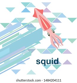 Squid fresh seafood. Vector backgroung. Food and restaurant design.