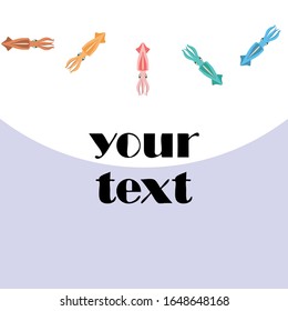 Squid fresh seafood. Vector backgroung. Food and restaurant design.