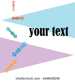 Squid fresh seafood. Vector backgroung. Food and restaurant design.