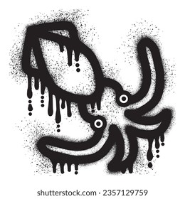 Squid graffiti with black spray paint