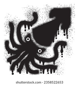 Squid graffiti with black spray paint	
