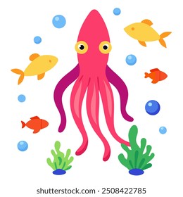 Squid graphics design vector  on white background