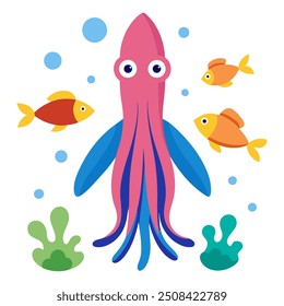 Squid graphics design vector  on white background