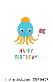 Squid Happy Birthday Card Stock Vector (Royalty Free) 338936969 ...