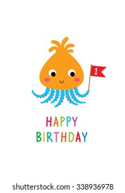 squid happy birthday card