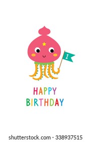 squid happy birthday card