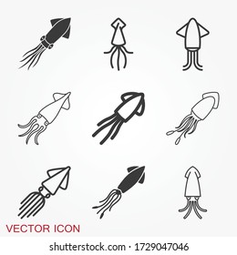 Squid icon. Abstract squid on background. EPS 10. Vector illustration