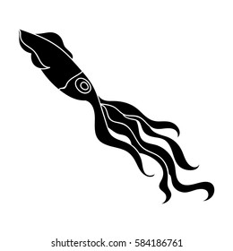 Squid icon in black style isolated on white background. Sea animals symbol stock vector illustration.