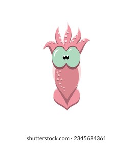 Squid icon. Cartoon illustration of a funny sea animal isolated on a white background. Vector 10 EPS.