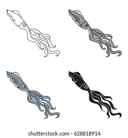 Squid icon in cartoon style isolated on white background. Sea animals symbol stock vector illustration.