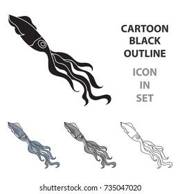 Squid icon in cartoon style isolated on white background. Sea animals symbol stock vector illustration.