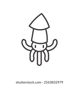 Squid Icon Depicting a Marine Creature in Black and White